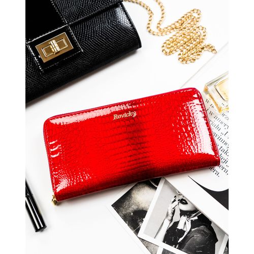 lakierowany portfel w typie piórnika ze skóry naturalnej w czerwonym na Arena.pl