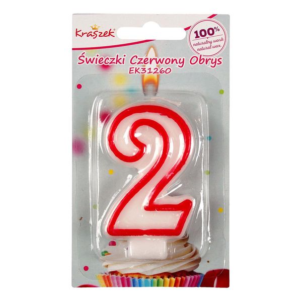 świeczka czerwony obrys "2" zdjęcie 1