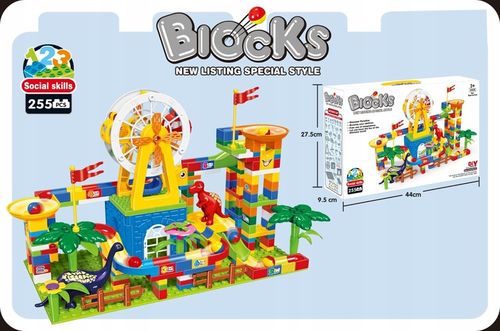 KLOCKI KONSTRUKCYJNE DO BUDOWANIA TOR KULKOWY PARK DINOZAURÓW ZESTAW 255 EL na Arena.pl