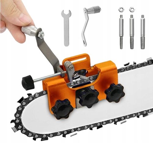 OSTRZAŁKA ŁAŃCUCHÓW PIŁY SPALINOWEJ PILARKI RĘCZNA + 4 OSTRZA OSEŁKI na Arena.pl