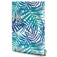 Tapeta Do Salonu Niebieskie LIŚCIE Palmowe Rośliny