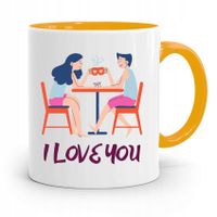 Kubek Prezent Żółty Dla Chłopaka I Love You Z Nadrukiem Ze Zdjęciem