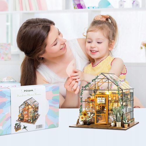 Domek dla Lalek Drewniany LED Piętrowy Retro Model do Złożenia DIY Meble na Arena.pl