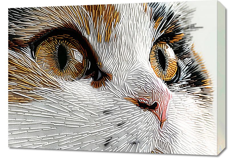 Obraz 70x50cm Nitkowany Kot zdjęcie 1