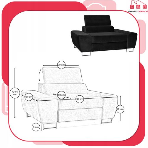 Zestaw mebli wypoczynkowych salon Bosso Sofa 2os fotele czarne na Arena.pl