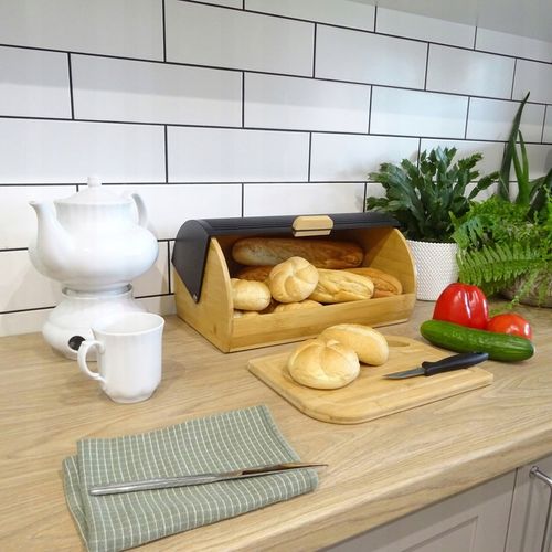CHLEBAK NA PIECZYWO CHLEB BUŁKI POJEMNIK CZARNY BAMBUS DREWNIANY DUŻY na Arena.pl