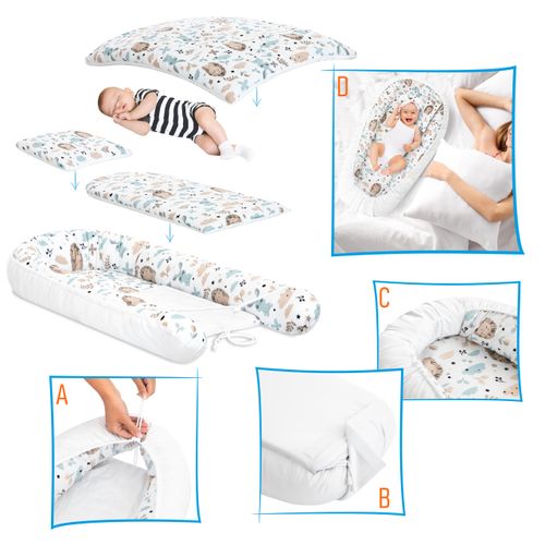 KOKON DLA NIEMOWLĄT BAWEŁNIANY ZESTAW 4 ELEMNTY JEŻ na Arena.pl