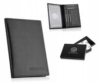 Skórzane Etui na Karty Czarny Organizer Mały Portfel na Dokumenty Betlewski