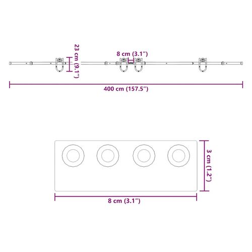 System do montażu drzwi przesuwnych, 400 cm, stal, czarny na Arena.pl