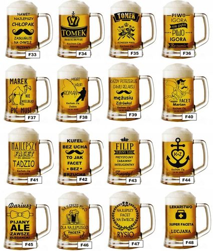 Kufel do piwa z grawerem NA DZIEŃ MĘŻCZYZNY WALENTYNKI Urodziny inne okazje na Arena.pl