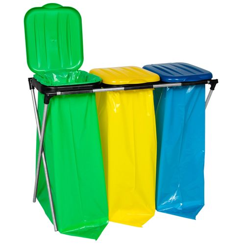 Stojak uchwyt na worki 120L na śmieci do segregacji - 3 rodzaje odpadków na Arena.pl