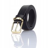 Pasek damski PASEK skórzany CZARNY złota KLAMRA GRACIO