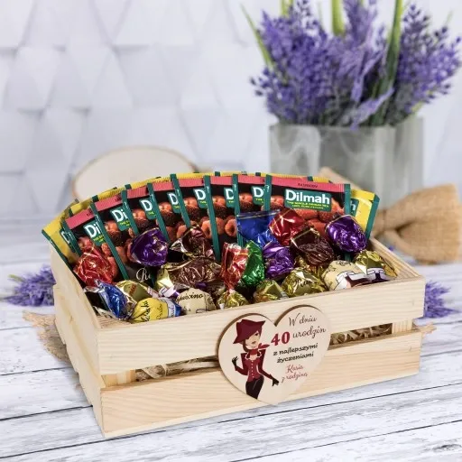 Kosz prezentowy PREZENT na URODZINY 30 40 50 odejście z PRACY Ślub Dilmah zdjęcie 8