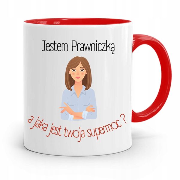 Kubek Czerwony Prawnika Mecenasa Jestem Prawniczką Z Nadrukiem Ze Zdjęciem zdjęcie 1