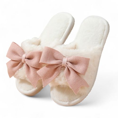 ciepłe kapcie z kokardą ocieplane, antypoślizgowe pan06r38, rozmiar 38 na Arena.pl