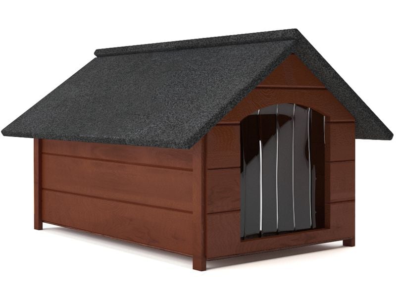 Różne kolory drewniana ocieplana buda dla psa L solidna + kurtyna zdjęcie 1