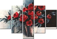 70 100CM OBRAZ 5 ELEM RÓŻE WAZONIE DRUK PŁÓTNO