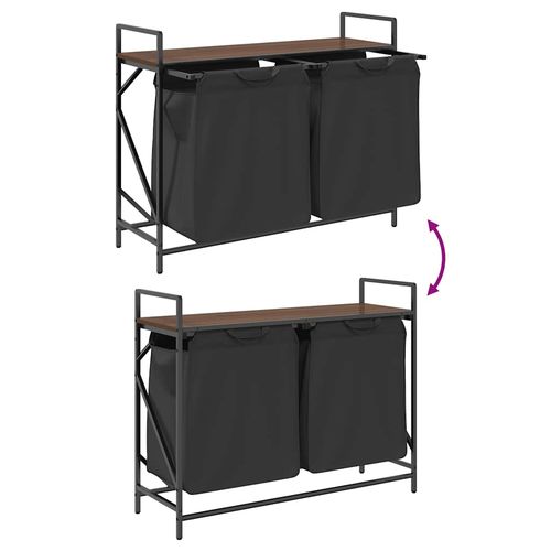 Kosz na pranie 2 przegrody z półką, brązowy dąb na Arena.pl