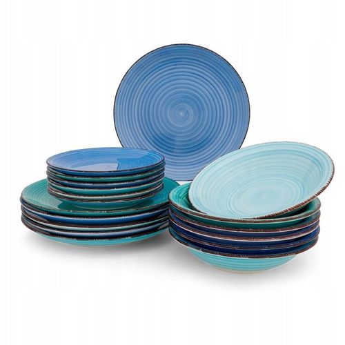Serwis obiadowy na 6 osób zestaw talerzy ceramicznych AZURE AURA 6 os 18 el na Arena.pl