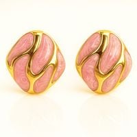 kolczyki ze stali szlachetnej pozłacane 14k złotem, dekoracyjne róż