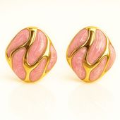 kolczyki ze stali szlachetnej pozłacane 14k złotem, dekoracyjne róż