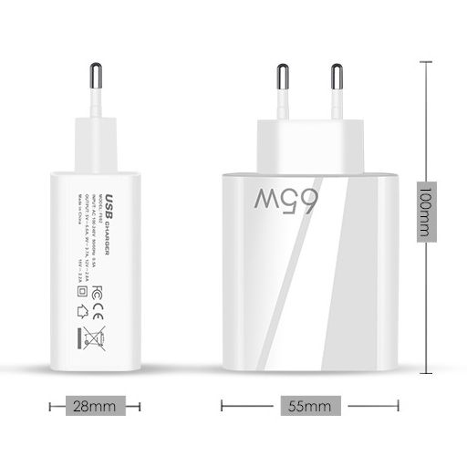 SZYBKA ŁADOWARKA 65W GaN USB-C USB-A FAST CHARGER PD QC zdjęcie 4