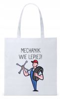 Dla Mechanika Prezent Torba Eco Biała Shopper Z Nadrukiem Ze Zdjęciem