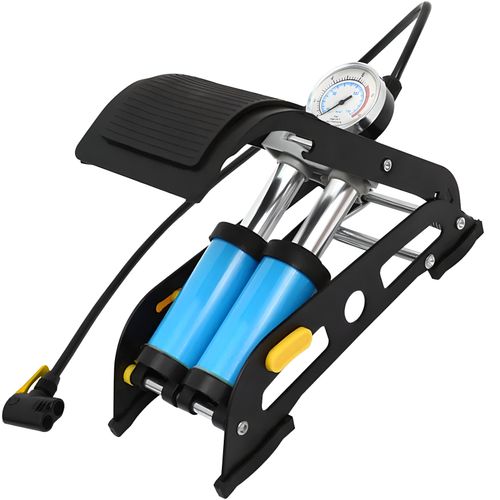 Pompka nożna dwutłokowa do samochodu roweru z manometrem 10 BAR na Arena.pl