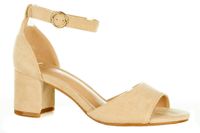 Sandały zamszowe na obcasie słupku 6 cm. beżowe Rozmiar obuwia - 40