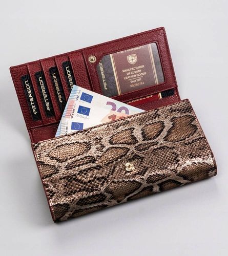 lakierowany portfel na karty z wężowym wzorem - peterson na Arena.pl