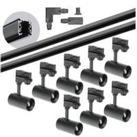 Zestaw szynowy 3 fazowy szyna 2m+2m, 8x Lampa,łącznik L CZARNY komplet