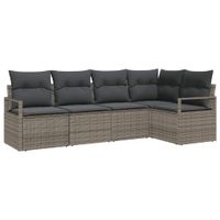 Zestaw Sof na Ogród 5 pcs Szary Polirattan