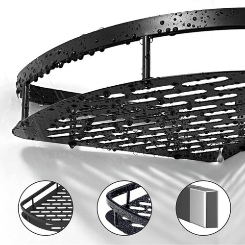 Półka narożna LUSAKA czarna do łazienki na Arena.pl