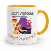 Kubek Żółty Wędkarza Rybaka Jestem Wędkarzem Z Nadrukiem Ze Zdjęciem