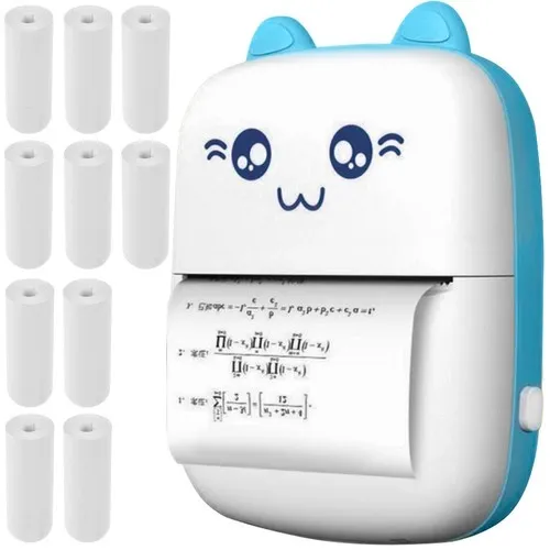 Mini Drukarka Termiczna Kotek na Bluetooth + 11 Rolek zdjęcie 1