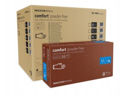 Rękawice lateksowe comfort powder-free M karton 10 op. x 100 szt.
