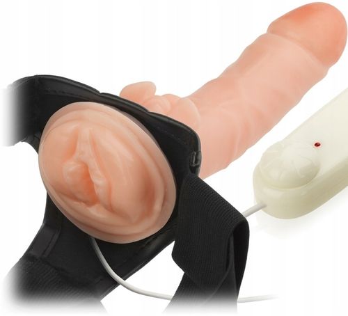 STRAP ON Z POCHWĄ I PENISEM - PROTEZA SEX DILDO Z WAGINĄ - WIBRACJA na Arena.pl