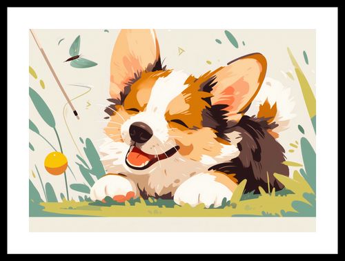 Plakat 42x29,7cm Beztroski Corgi na Arena.pl