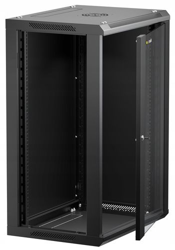 Szafa wisząca RACK 19" 18U, 450mm, Netrack F-Line, czarna, drzwi szklane na Arena.pl