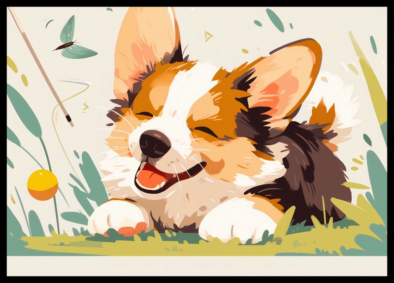 Plakat 59,4x42cm Beztroski Corgi zdjęcie 2