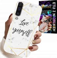 ETUI DO SAMSUNG A50 / A30S - BIAŁY MARMUREK W ZŁOTE RAMKI LOVE YOU