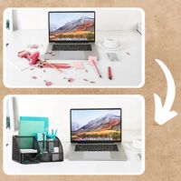 DUZY ORGANIZER NA BIURKO PRZYBORNIK POJEMNIK NA KREDKI METALOWY CZARNY XXL