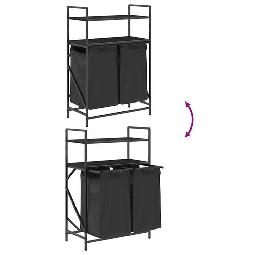 Kosz na pranie 2 przegrody z półkami, czarny dąb na Arena.pl