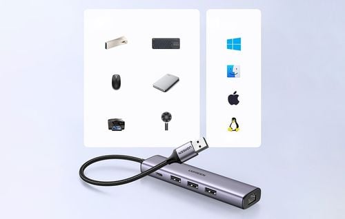 Stacja dokujaca UGREEN USB 3.0 - 3 x USB / Ethernet / USB-C PD na Arena.pl