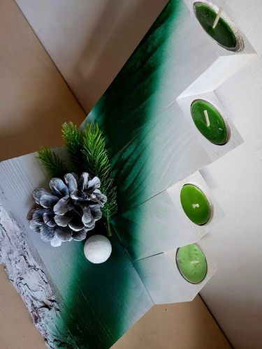 STROIK Świąteczny ŚWIECZNIK ADWENTOWY Z DREWNA Ozdoba BOŻE NARODZENIE DUŻY na Arena.pl