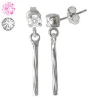 SREBRNE KOLCZYKI WISZĄCE Z CYRKONIĄ NA SZTYFT SREBRO PRÓBY 925