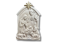 Drewniana szopka Bożonarodzeniowa ozdoba świąteczna na stół lub komodę biel