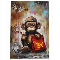 2 x Obraz 90x60 motywacyjny szympans graffiti wall art