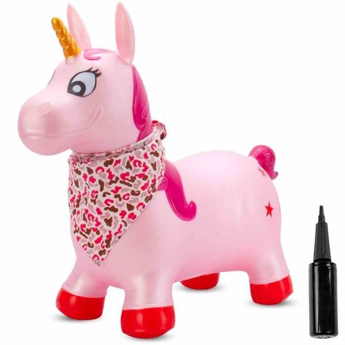 Skoczek gumowy dla dzieci JEDNOROŻEC 60 cm różowy perłowy z bandaną do skak na Arena.pl