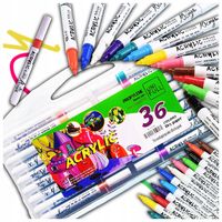 MARKERY PISAKI AKRYLOWE FLAMASTRY DO MALOWANIA UBRAŃ KAMIENI 0,7mm 36 sztuk